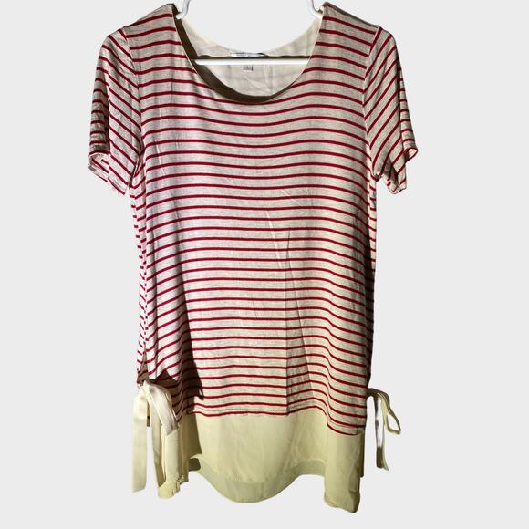 Moa Moa Striped Tunic Pink Red Nautical Short Sleeve Large - Picture 5 of 7